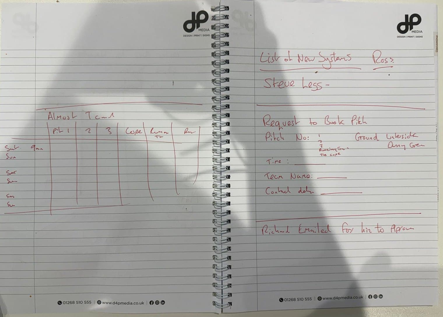 The paper sketch the club drew of what they needed.